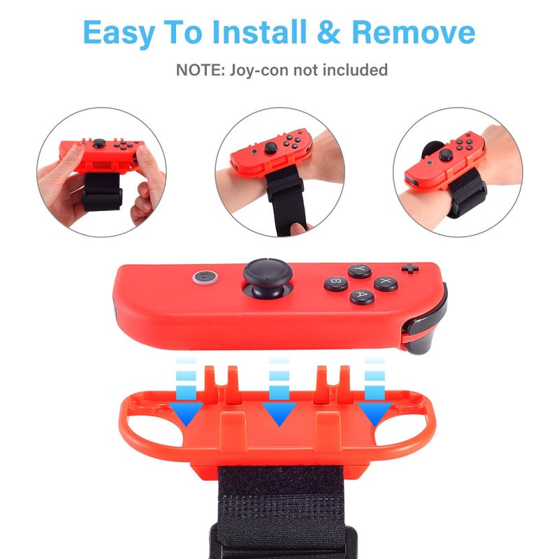 JoyHood 2 Pack Wrist Band Straps compatible with Dance Game 2022 2021 2020 2019 & Zumba Burn It Up for Switch/Switch OLED Joy-Con, Adjustable Elastic Strap Switch Controller Accessories (Red & Blue) - Image 3